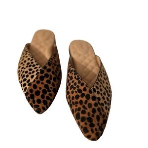 Birdies Women’s Leopard Print Shoes Mules Flat Calf Hair Size 8